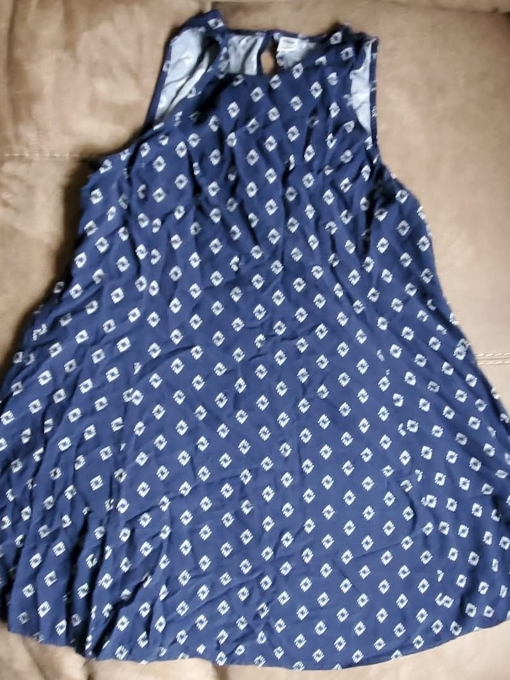 Old Navy Navy Blue Printed Mini Dress